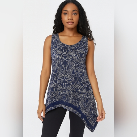 Seven7 Tops - SEVEN7 sleeveless blue top size small